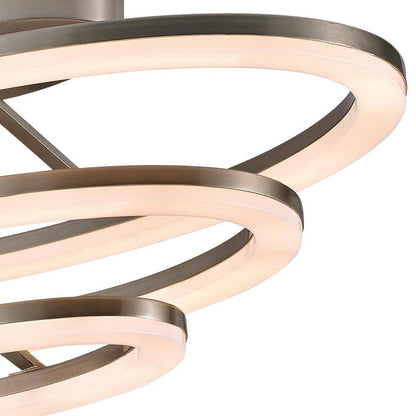 Transglobe Orbital Ring 15.75 in. 84-Watt Nickel Flush Mount Ceiling Light