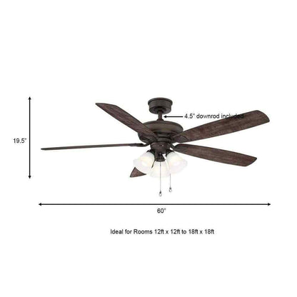 Hampton Bay Wellton 60 in LED Espresso Bronze DC Motor Ceiling Fan with Light