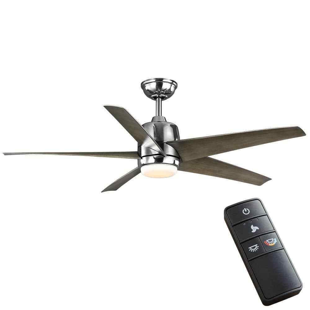 Hampton Bay Mena 54 in Integrated LED Indoor/Outdoor Polished Nickel Ceiling Fan