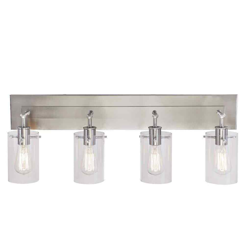 Hampton Bay Regan 29.13 in. 4-Light Brushed Nickel Bathroom Vanity Light