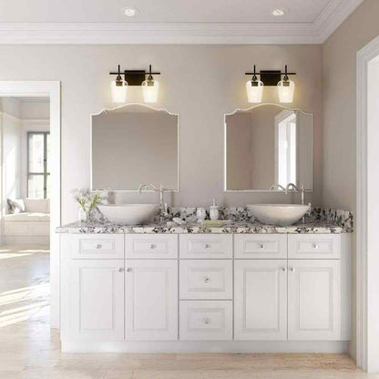 Merra 2-Light Matt Black Vanity Light Bathroom with Clear Glass Shades