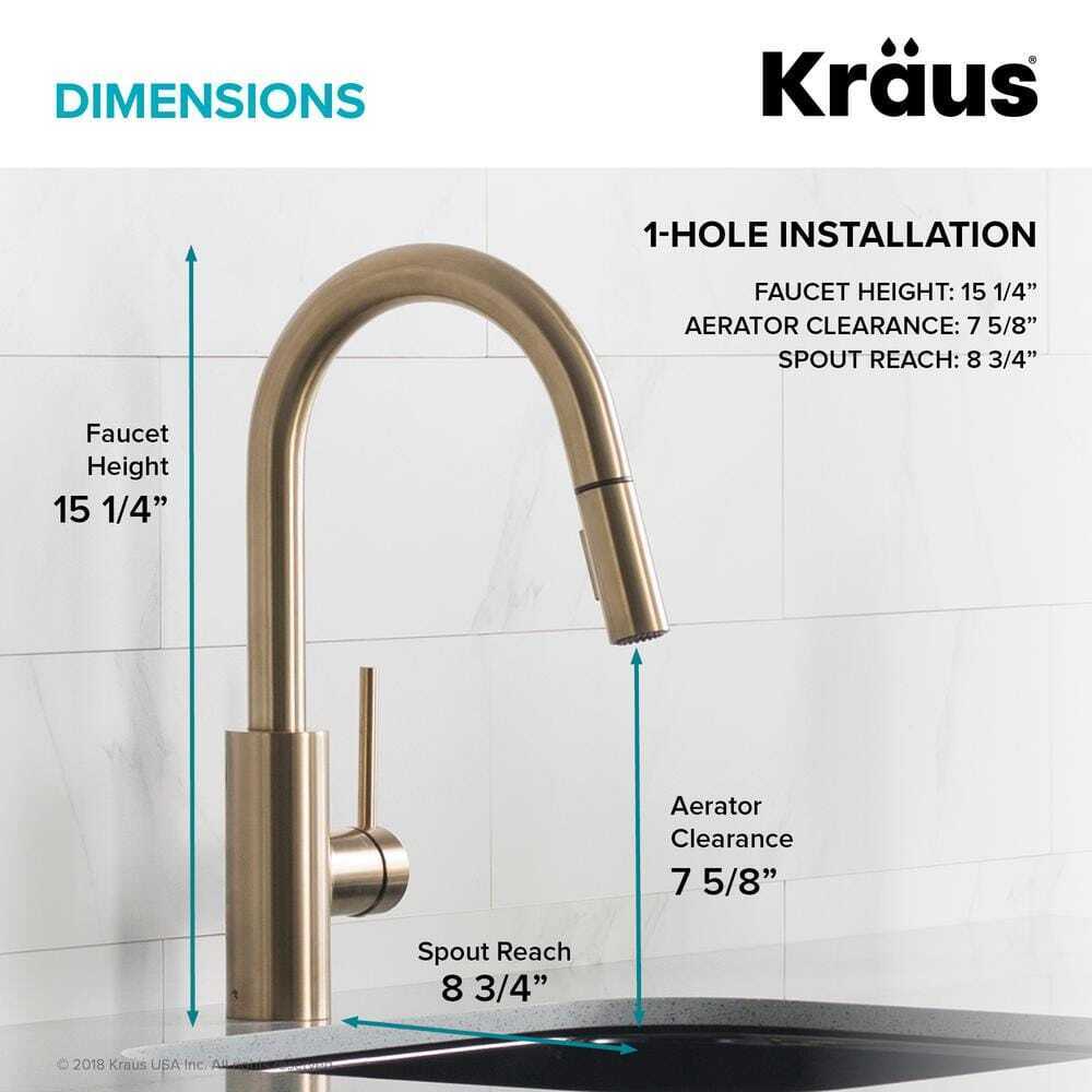 KRAUS Oletto Single-Handle Pull-Down Kitchen Faucet w/ Dual-Function Sprayer