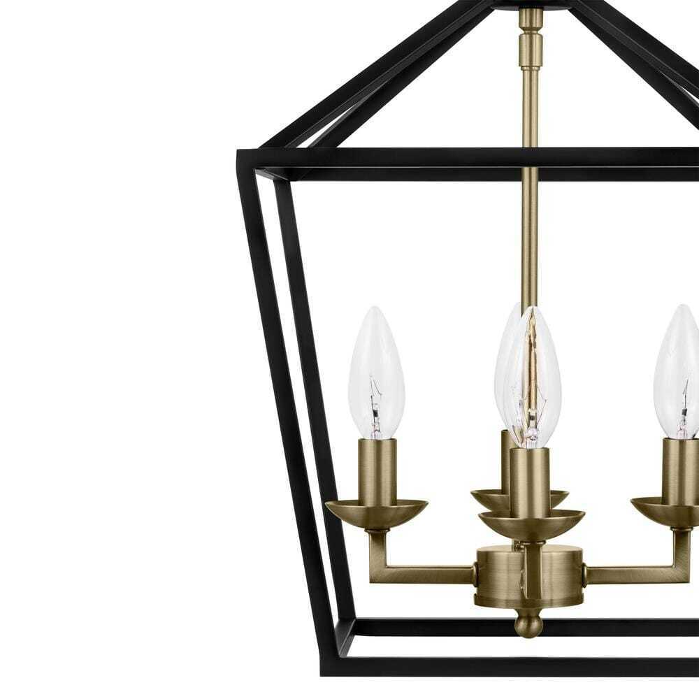 Home Decorators Weyburn 4-Light Black and Gold Farmhouse Chandelier