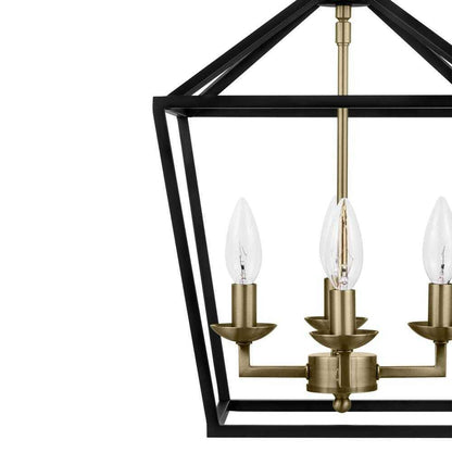 Home Decorators Weyburn 4-Light Black and Gold Farmhouse Chandelier