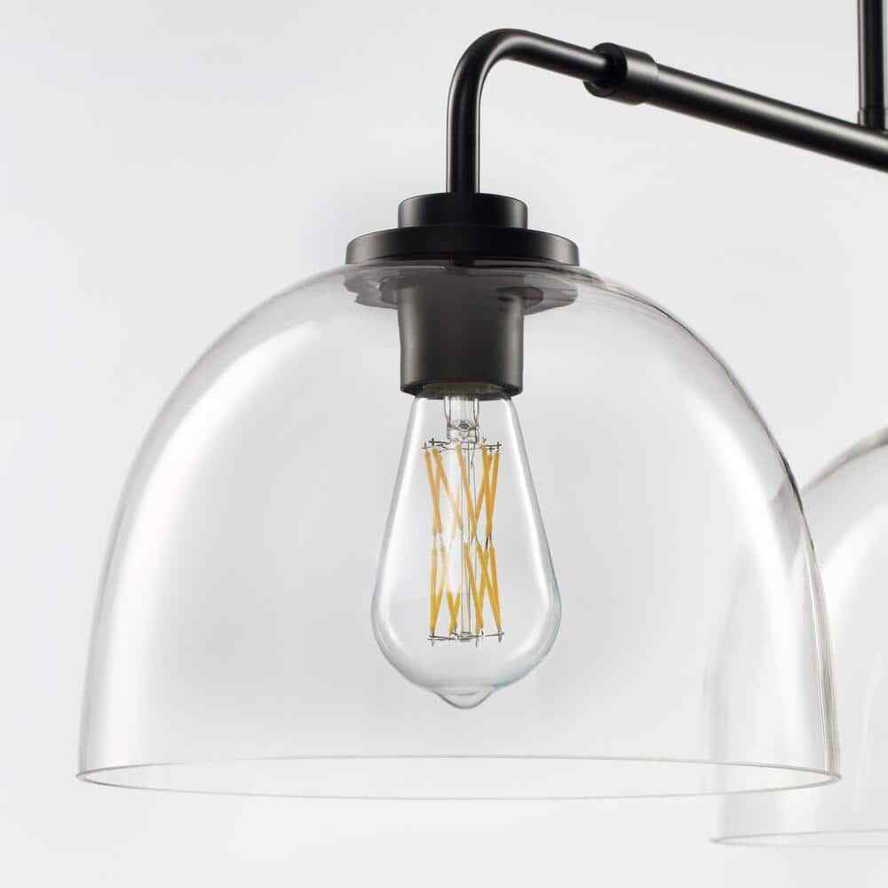 KAISITE 3-Light Black Shaded Pendant Light w/ Transparent Glass Shade
