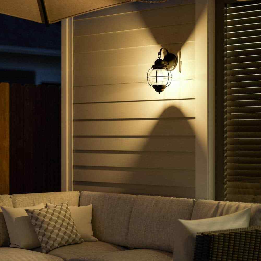 Home Decorators Greer 1-Light Black Outdoor Wall Lantern Sconce Light