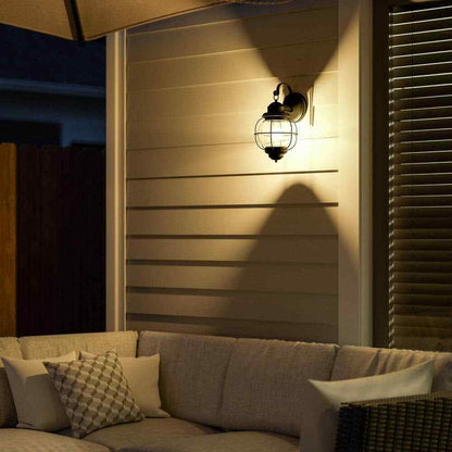 Home Decorators Greer 1-Light Black Outdoor Wall Lantern Sconce Light