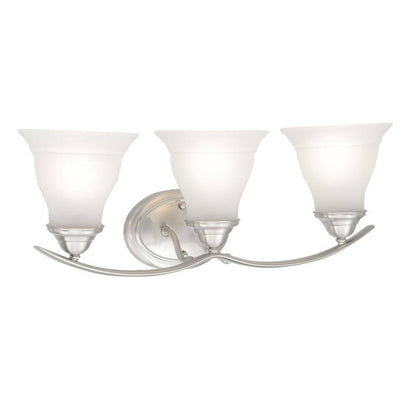Progress Lighting Trinity 3-Light Brushed Nickel Glass Traditional Bath Vanity