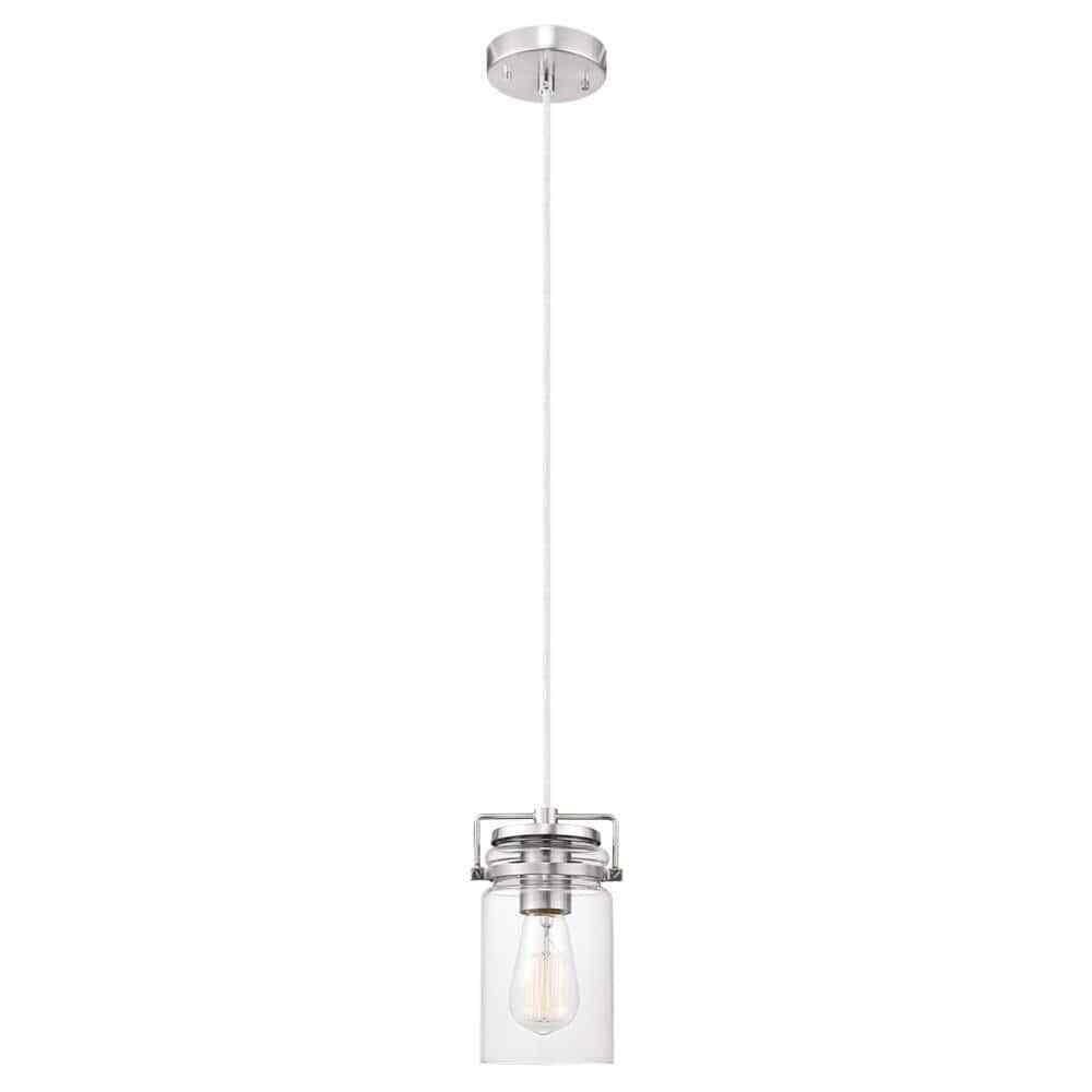 Home Decorators Collection 1-Light Mason Jar Brushed Steel Pendant 60438