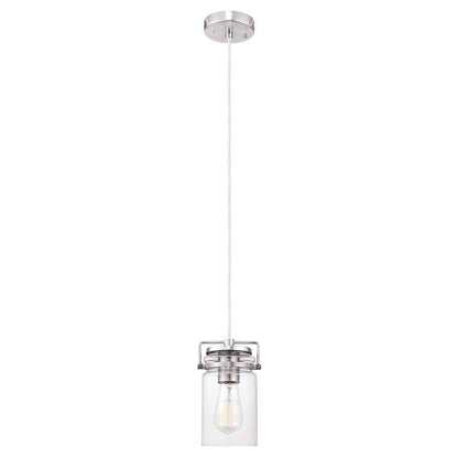 Home Decorators Collection 1-Light Mason Jar Brushed Steel Pendant 60438