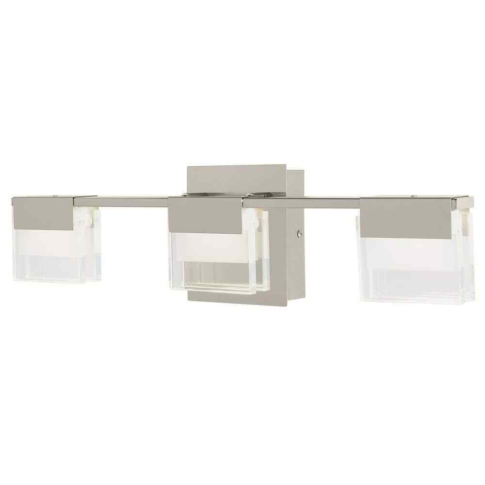 Home Decorators Collection 3-Light Brushed Nickel Integrated LED Light Bar