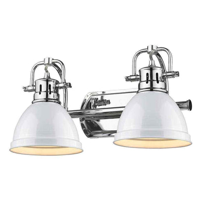 Golden Lighting Duncan 8.5 in. 2-Light Chrome Vanity Light with White Shades