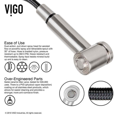 VIGO Branson Single-Handle Pull-Out Sprayer Kitchen Faucet in Stainless Steel