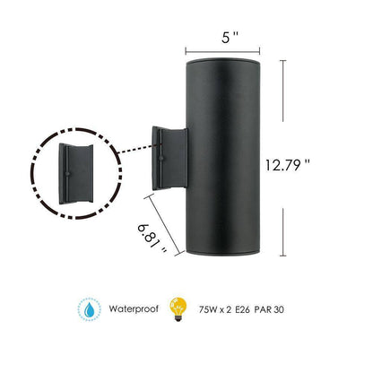 Eglo Ascoli 2-Light Black Outdoor Wall Lantern Sconce