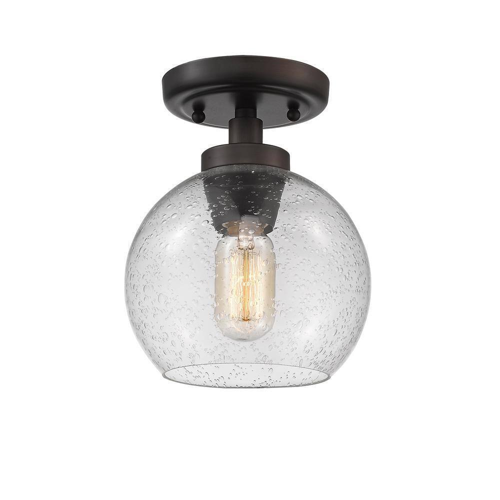 Golden Lighting Galveston 1-Light Rubbed Bronze Flush Mount Light