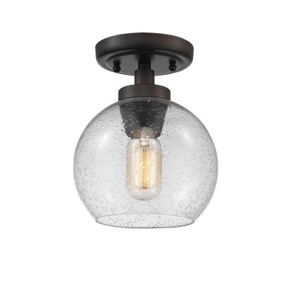 Golden Lighting Galveston 1-Light Rubbed Bronze Flush Mount Light