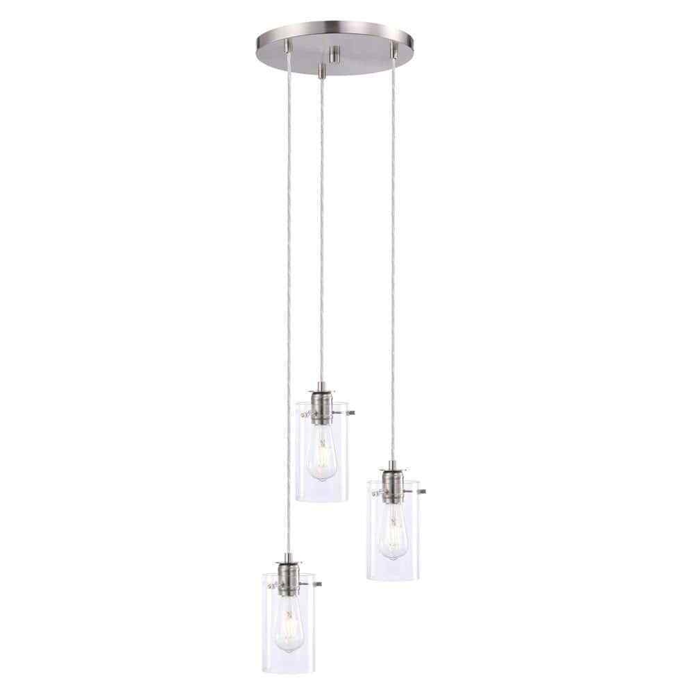 Hampton Bay Regan Brushed Kitchen Pendant Light w/ Glass Shades