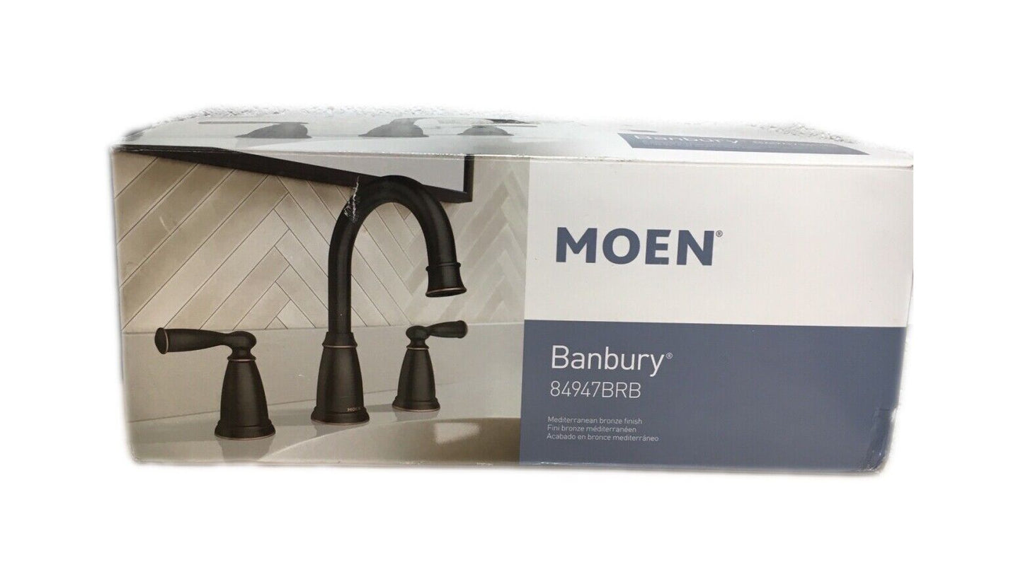 MOEN Banbury 8" Double Handle High-Arc Bathroom Faucet in Mediterranean Bronze