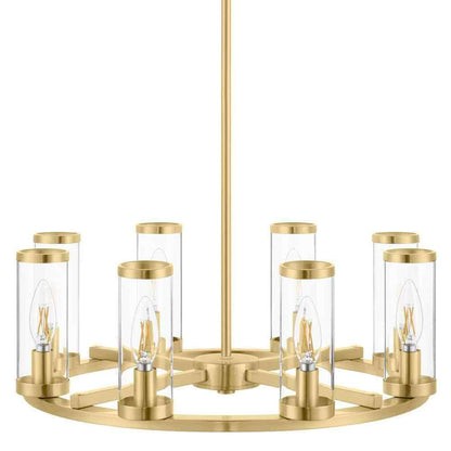 Hampton Bay Loveland 8-Light Brass Wagon Wheel Chandelier Light Fixture