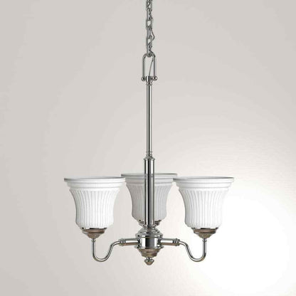Hampton Bay Creekford 3-Light Brushed Nickel Chandelier w/ Frosted Glass Shades
