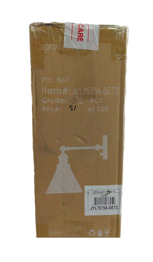 JONATHAN Y Cowie 8 in. Oil Rubbed Bronze Iron/Glass LED Wall Sconce (Set of 2)