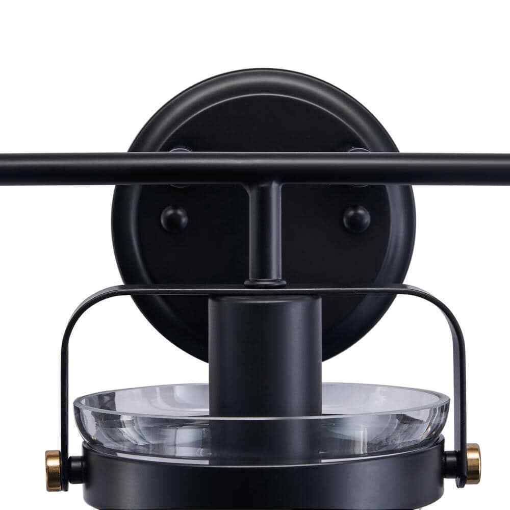 Merra 22 in. 3-Light Matte Black Vanity Light with Clear Glass Shade
