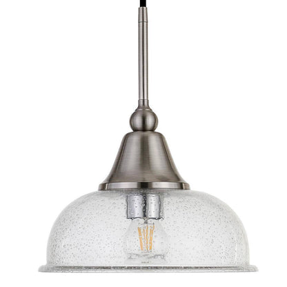 Meyer&Cross Magnolia 1-Light Brushed Nickel Single Pendant w/ Seeded Glass Shade