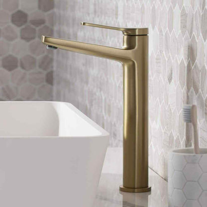 KRAUS Indy Single Handle Vessel Sink Faucet in Brushed Gold KVF-1400BG