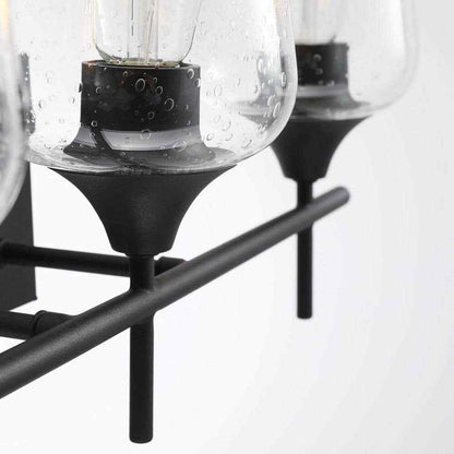 Merra 3-Light Black Bathroom Vanity Light with Seeded Glass Shades