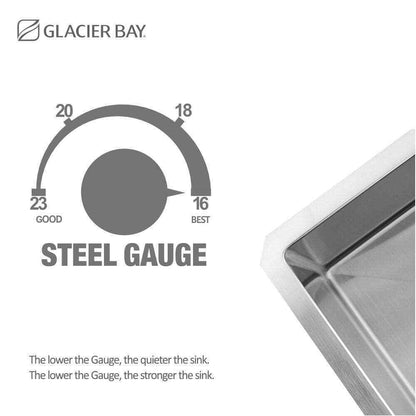Glacier Bay 32 in. Tight Radius Drop-in 16G SS 4-Hole Single Bowl Kitchen Sink