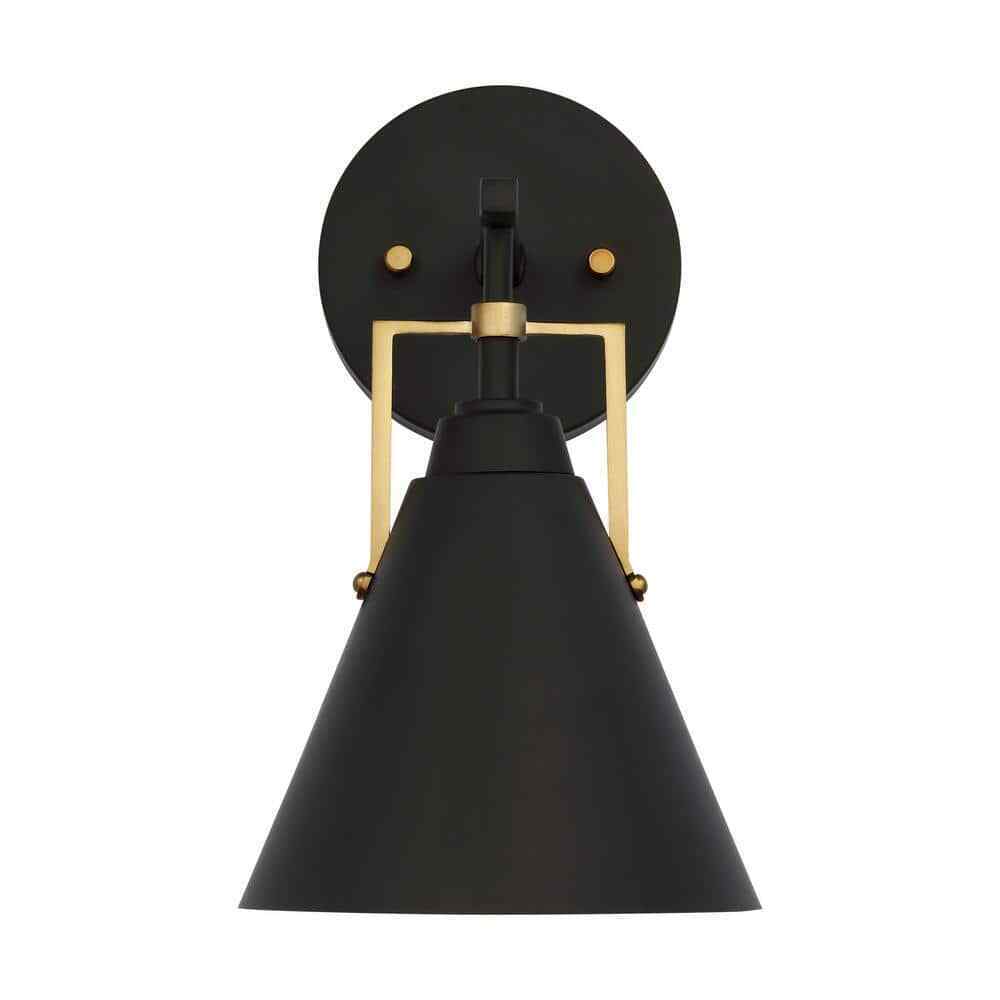 Home Decorators Insdale Matte Black Modern Vanity Light w/ Satin Brass Accents