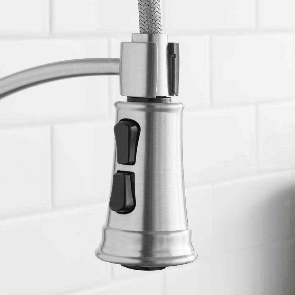 Glacier Bay Mandouri 1-Handle Spring Neck Pull Down Sprayer Kitchen Faucet SS