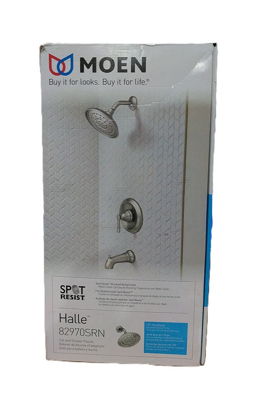MOEN Halle Tub and Shower Faucet 1.75 GPM Spot Resist Brushed Nickel with Valve