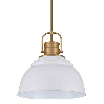 Home Decorators Shelston 13in 1-Light White Brass Hanging Kitchen Pendant Light