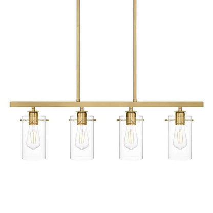 Hampton Bay Regan Brushed Gold Industrial Linear Chandelier  Clear Glass Shades