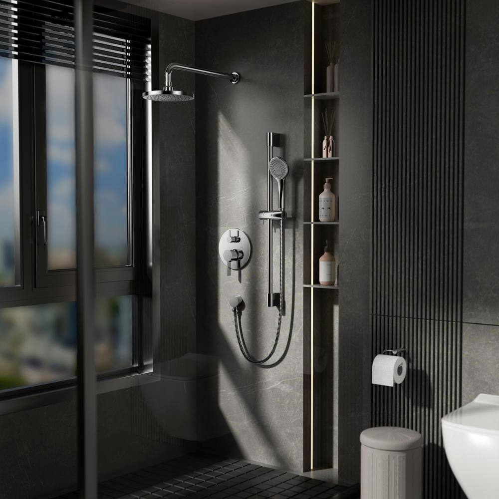 HOMLUX 4-Spray Patterns w/ 2.5 GPM 8 in. Wall Mount Dual Shower Head in Chrome