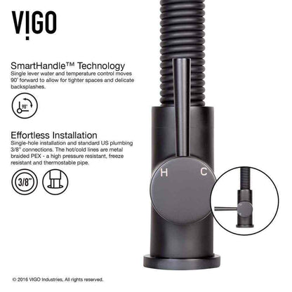 VIGO Edison Single Handle Pull-Down Sprayer Kitchen Faucet Set in Matte Black