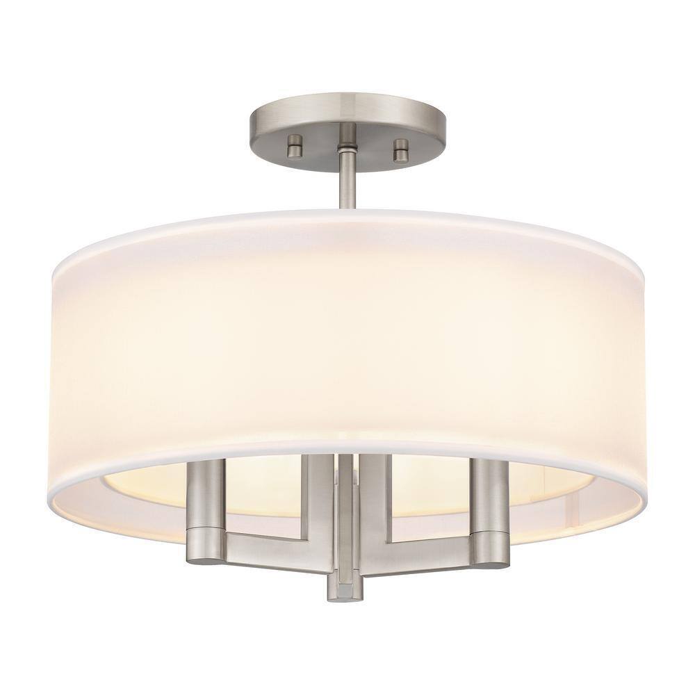 Home Decorators Hiddenbrook 15 in. 3-Light Brushed Nickel Semi-Flush Mount