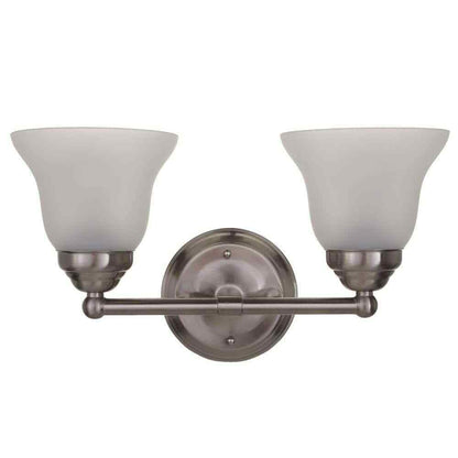 Hampton Bay Ashhurst 2-Light Brushed Nickel Vanity Light w/ Frosted Glass Shades