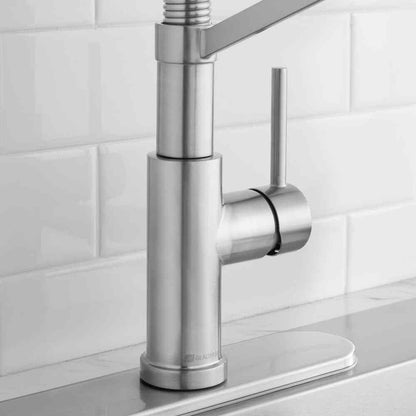 Glacier Bay Gage Spring Neck Pull-Down Sprayer Kitchen Faucet w/ Soap Dispenser