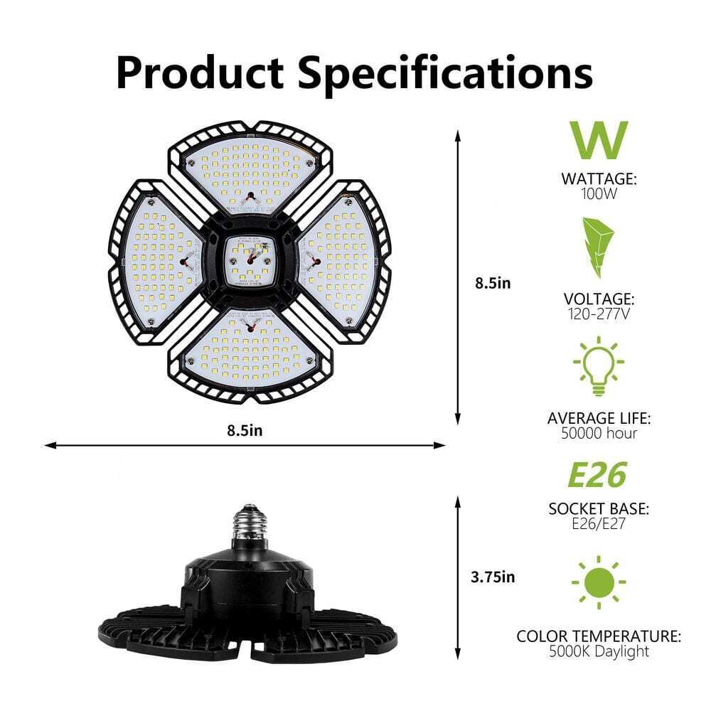 Pinegreen Lighting 15 000 Lumens LED 4-Panel Garage E26 Bulb 5000K Daylight