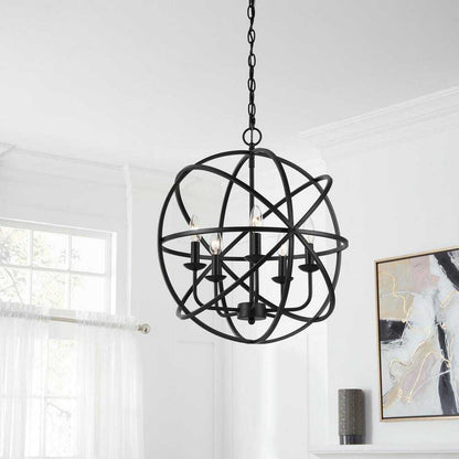 Home Decorators Collection Sarolta Sands Black Chandelier Light Caged Globe