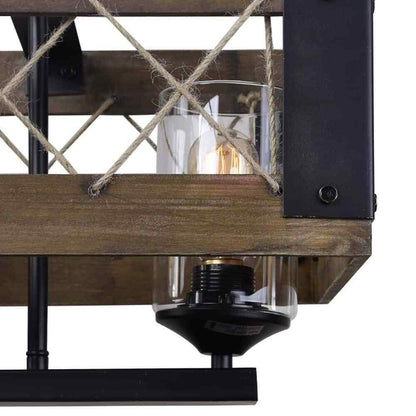 LNC Modern Farmhouse 32 in. W Black Rectangular 5 Light Dining Room Chandelier