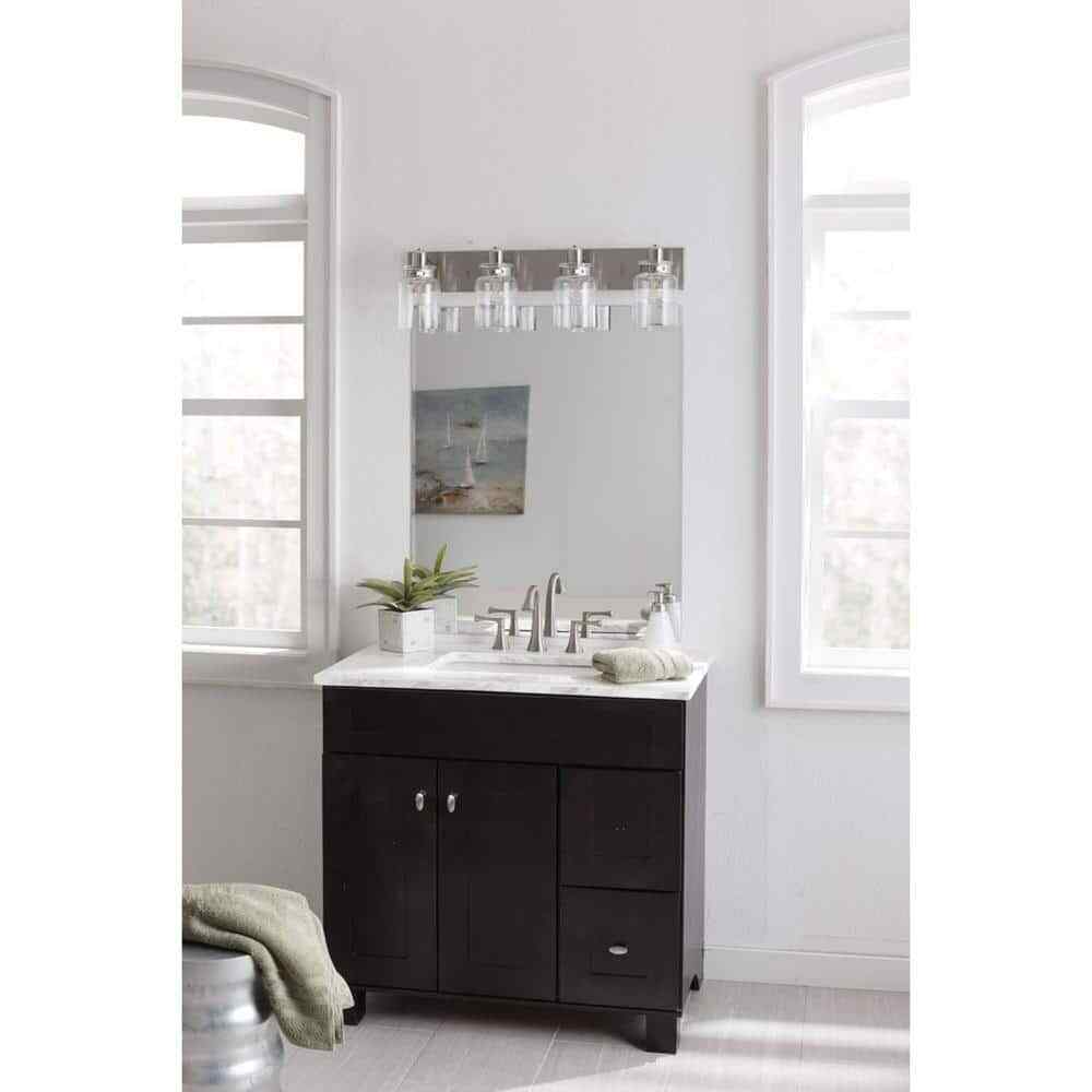 Progress Lighting Calhoun 4-Light Brushed Nickel Clear Glass Vanity Light