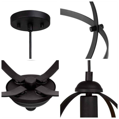 LNC Black Pendant Light Modern Globe Cage Geometric Kitchen Island Chandelier