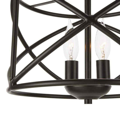Hampton Bay Hastings 4-Light Satin Bronze Dining Room Chandelier w/ Cage Shade
