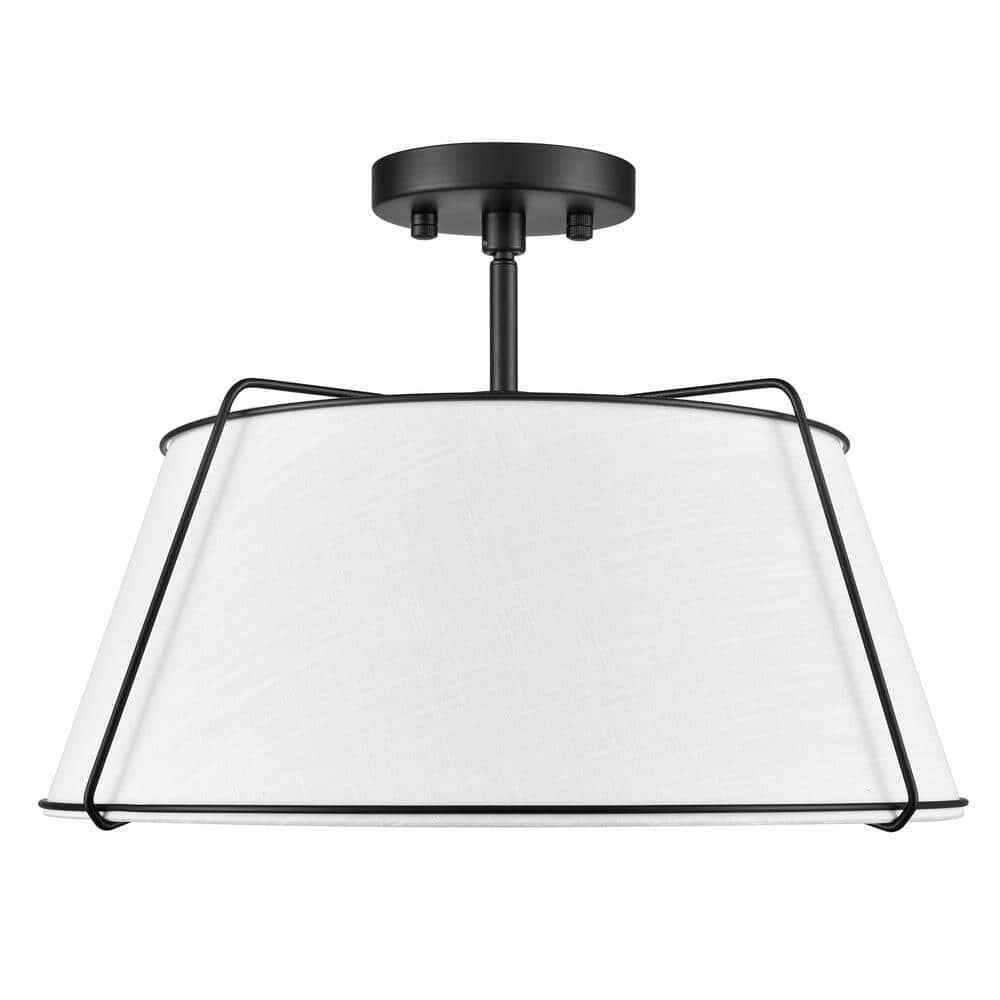 Light Society Lise 2-Light Black/White Pendant with Fabric Shade LS-C556-BLK