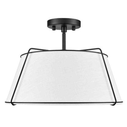 Light Society Lise 2-Light Black/White Pendant with Fabric Shade LS-C556-BLK