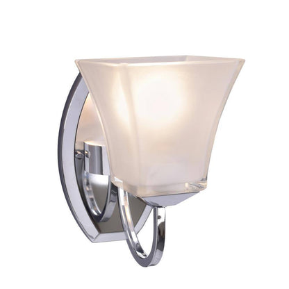 Aspen Creative Corporation 1-Light Chrome Vanity Light with Frosted Glass Shade