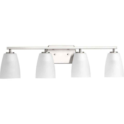 Progress Lighting Leap 4-Light Brushed Nickel Etched Glass Modern Bath Vanity